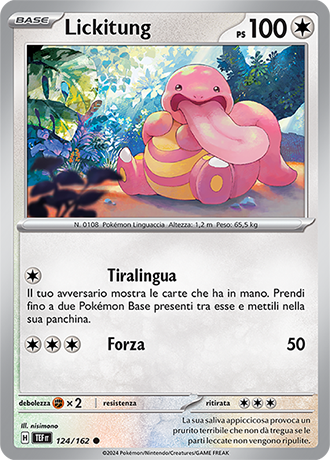 Lickitung 124/162 - ITA - Near Mint - Scarlatto e Violetto - CronoForze - Carta Pokemon