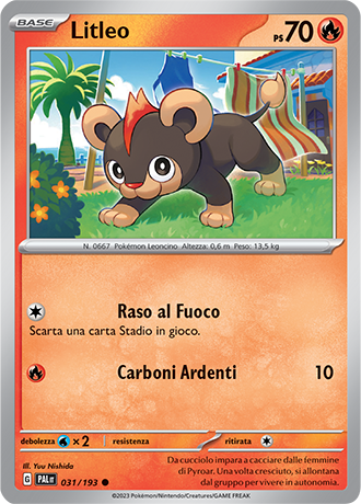 Litleo 031/193 - ITA - Near Mint - Scarlatto e Violetto - Evoluzioni a Paldea - Carta Pokemon