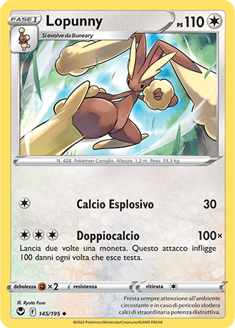 Lopunny 145/195 - ITA - Near Mint - Spada e Scudo - Tempesta Argentata - Carta Pokemon