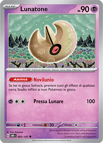 Lunatone 092/197 - ITA - Near Mint - Scarlatto e Violetto - Ossidiana Infuocata - Carta Pokemon