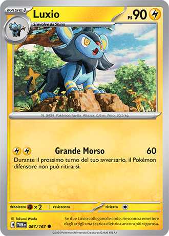 Luxio 067/167 Comune - ITA - Near Mint - Scarlatto e Violetto - Crepuscolo Mascherato - Carta Pokemon