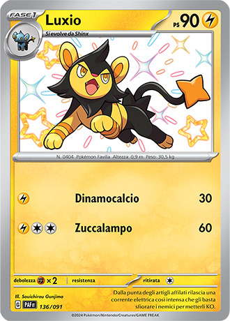 Luxio Shiny 136/091 - ITA - Near Mint - Scarlatto e Violetto - Destino di Paldea - Carta Pokemon