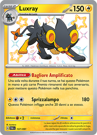 Luxray Shiny 137/091 - ITA - Near Mint - Scarlatto e Violetto - Destino di Paldea - Carta Pokemon