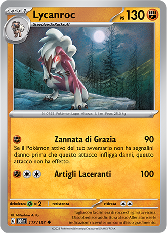 Lycanroc 117/197 - ITA - Near Mint - Scarlatto e Violetto - Ossidiana Infuocata - Carta Pokemon