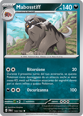 Mabosstiff 143/193 - ITA - Near Mint - Scarlatto e Violetto - Evoluzioni a Paldea - Carta Pokemon