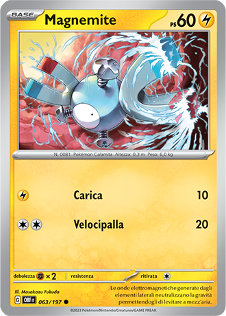 Magnemite 063/197 - ITA - Near Mint - Scarlatto e Violetto - Ossidiana Infuocata - Carta Pokemon