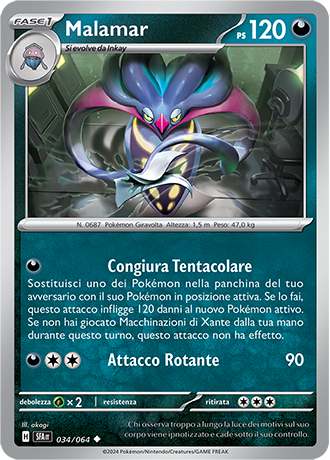 Malamar 034/064 Non Comune - ITA - Near Mint - Scarlatto e Violetto - Segreto Fiabesco - Carta Pokemon