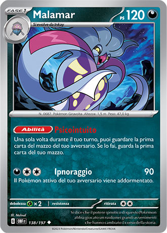 Malamar 138/197 - ITA - Near Mint - Scarlatto e Violetto - Ossidiana Infuocata - Carta Pokemon