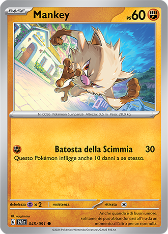 Mankey 045/091 - ITA - Near Mint - Scarlatto e Violetto - Destino di Paldea - Carta Pokemon