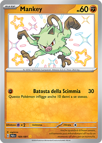 Mankey Shiny 169/091 - ITA - Near Mint - Scarlatto e Violetto - Destino di Paldea - Carta Pokemon