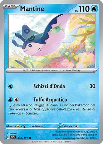 Mantine 040/191 - ITA - Near Mint - Scarlatto e Violetto - Scintille Folgoranti - Carta Pokemon 0