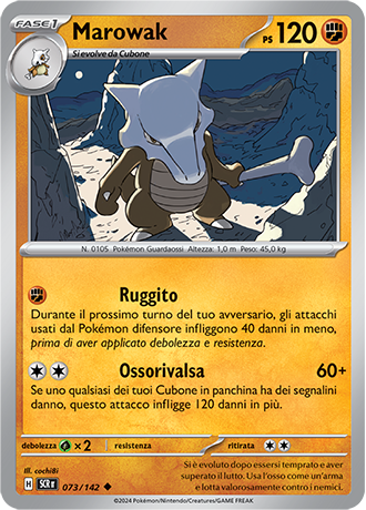 Marowak 073/142 - ITA - Near Mint - Scarlatto e Violetto - Corona Astrale - Carta Pokemon