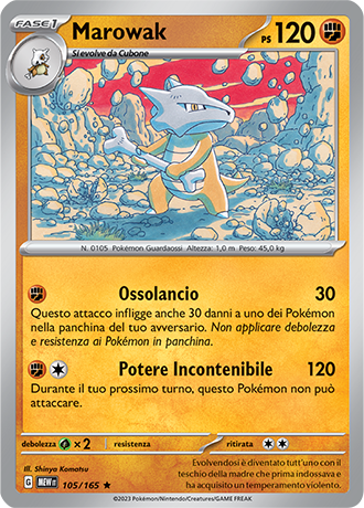 Marowak 105/165 Holo - ITA - Near Mint - Scarlatto e Violetto - 151 - Carta Pokemon