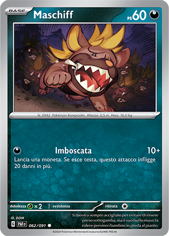 Maschiff 062/091 Reverse Holo - ITA - Near Mint - Scarlatto e Violetto - Destino di Paldea - Carta Pokemon