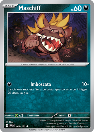 Maschiff 141/193 - ITA - Near Mint - Scarlatto e Violetto - Evoluzioni a Paldea - Carta Pokemon