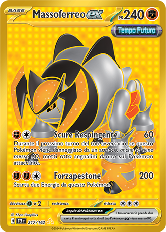 Massoferreo-ex 217/162 Rara Segreta Oro - ITA - Near Mint - Scarlatto e Violetto - CronoForze - Carta Pokemon