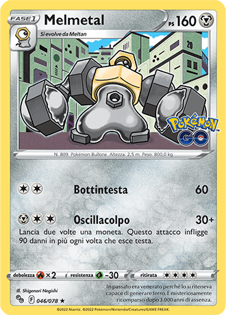 Melmetal 046/078 Holo - ITA - Near Mint - Spada e Scudo - Pokemon GO - Carta Pokemon