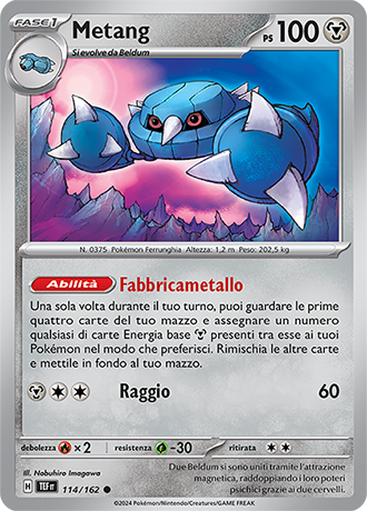 Metang 114/162 - ITA - Near Mint - Scarlatto e Violetto - CronoForze - Carta Pokemon