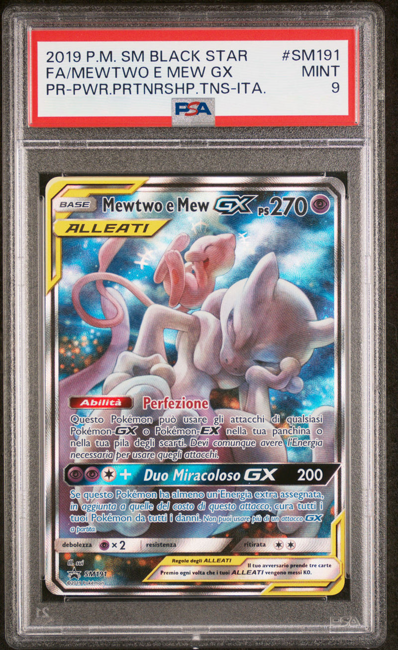 Mewtwo e Mew GX SM191 - ITA - Mint - Gradata PSA 9 - Sole e Luna - Promo - Carta Pokemon