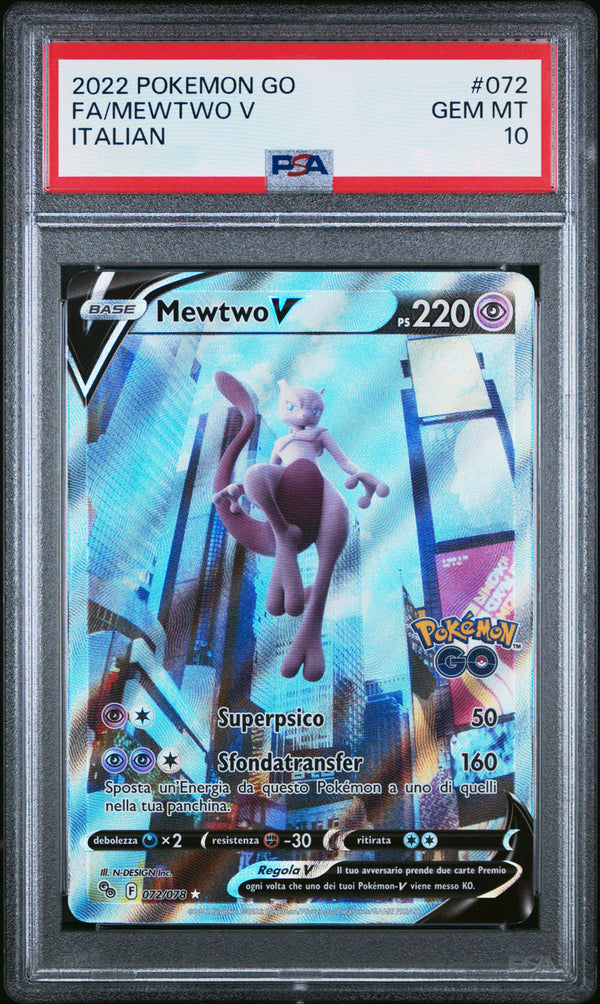 Mewtwo-V 072/078 Alternative Art - ITA - Mint - Gradata PSA 10 - Spada e Scudo - Pokemon GO - Carta Pokemon