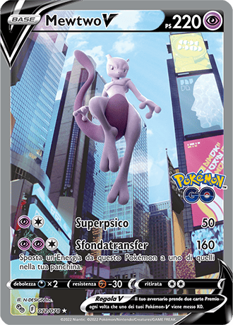 Mewtwo-V 072/078 Alternative Art - ITA - Near Mint - Spada e Scudo - Pokemon GO - Carta Pokemon