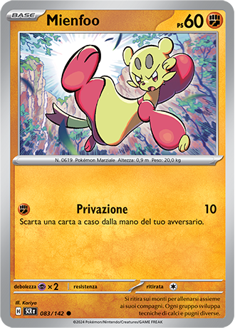 Mienfoo 083/142 Reverse Holo - ITA - Near Mint - Scarlatto e Violetto - Corona Astrale - Carta Pokemon