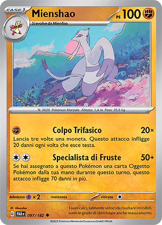 Mienshao 097/182 - ITA - Near Mint - Scarlatto e Violetto - Paradosso Temporale - Carta Pokemon