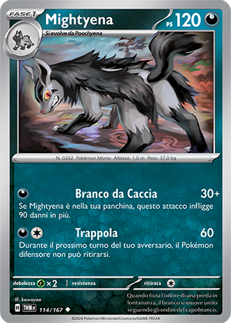 Mightyena 114/167 Reverse Holo Non Comune - ITA - Near Mint - Scarlatto e Violetto - Crepuscolo Mascherato - Carta Pokemon