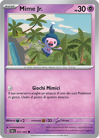 Mime Jr. 031/091 Reverse Holo - ITA - Near Mint - Scarlatto e Violetto - Destino di Paldea - Carta Pokemon