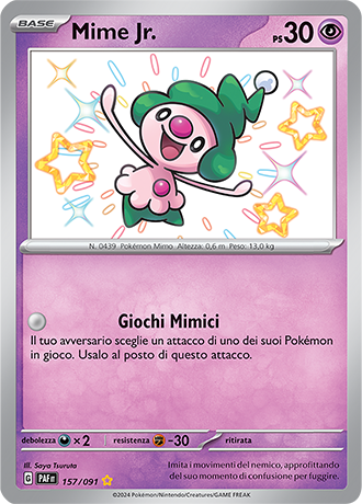 Mime Jr. Shiny 157/091 - ITA - Near Mint - Scarlatto e Violetto - Destino di Paldea - Carta Pokemon