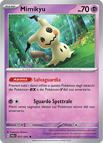 Mimikyu 037/091 Holo - ITA - Near Mint - Scarlatto e Violetto - Destino di Paldea - Carta Pokemon