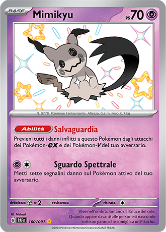 Mimikyu Shiny 160/091 - ITA - Near Mint - Scarlatto e Violetto - Destino di Paldea - Carta Pokemon