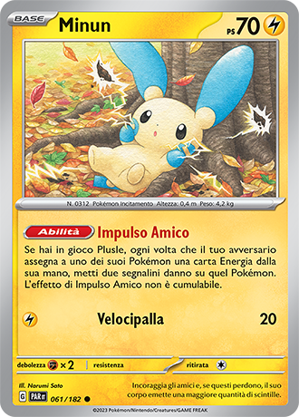 Minun 061/182 - ITA - Near Mint - Scarlatto e Violetto - Paradosso Temporale - Carta Pokemon