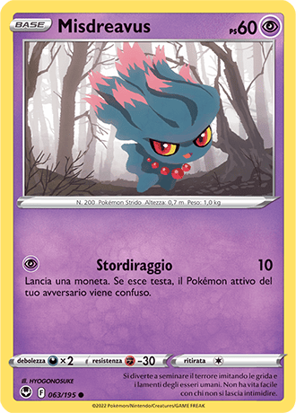 Misdreavus 063/195 - ITA - Near Mint - Spada e Scudo - Tempesta Argentata - Carta Pokemon