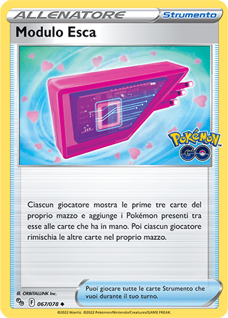 Modulo Esca 067/078 - ITA - Near Mint - Spada e Scudo - Pokemon GO - Carta Pokemon