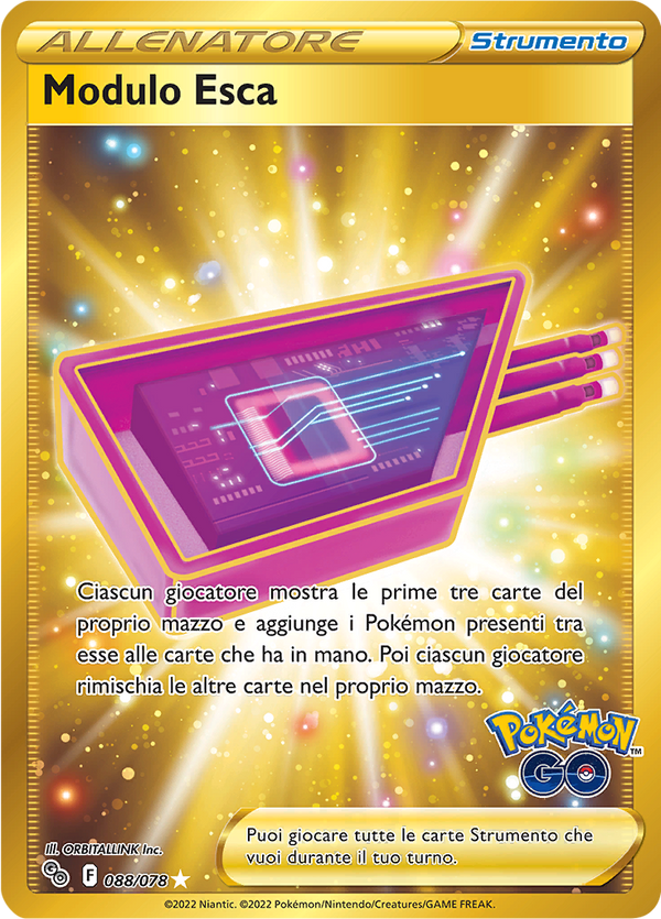 Modulo Esca 088/078 Rara Segreta Oro - ITA - Near Mint - Spada e Scudo - Pokemon GO - Carta Pokemon