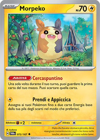 Morpeko 072/167 Reverse Holo Non Comune - ITA - Near Mint - Scarlatto e Violetto - Crepuscolo Mascherato - Carta Pokemon