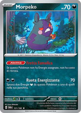 Morpeko 121/182 Holo - ITA - Near Mint - Scarlatto e Violetto - Paradosso Temporale - Carta Pokemon