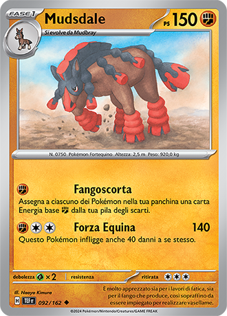 Mudsdale 092/162 - ITA - Near Mint - Scarlatto e Violetto - CronoForze - Carta Pokemon