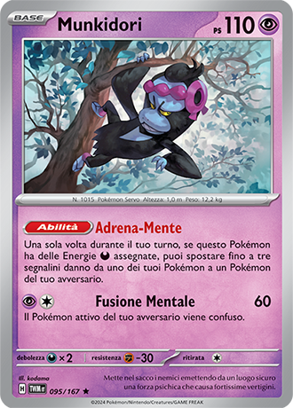 Munkidori 095/167 Holo Rara - ITA - Near Mint - Scarlatto e Violetto - Crepuscolo Mascherato - Carta Pokemon