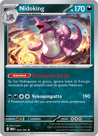 Nidoking 034/165 Holo - ITA - Near Mint - Scarlatto e Violetto - 151 - Carta Pokemon