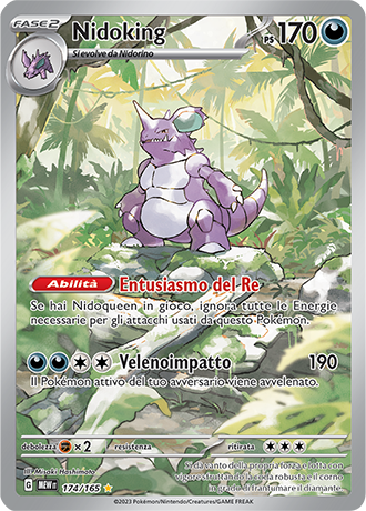 Nidoking 174/165 Illustrazione Rara - ITA - Near Mint - Scarlatto e Violetto - 151 - Carta Pokemon