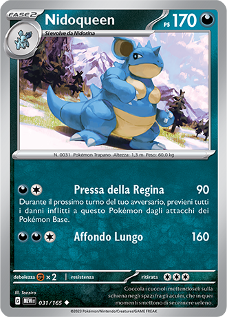 Nidoqueen 031/165 - ITA - Near Mint - Scarlatto e Violetto - 151 - Carta Pokemon