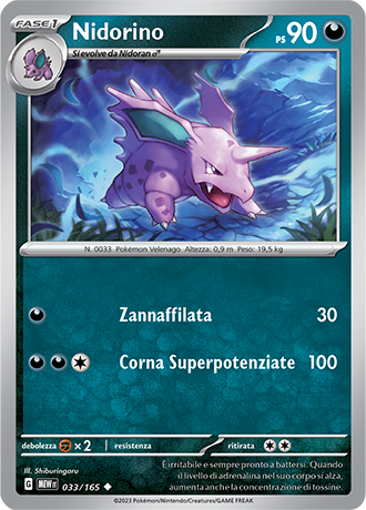 Nidorino 033/165 - ITA - Near Mint - Scarlatto e Violetto - 151 - Carta Pokemon