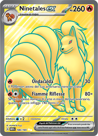 Ninetales EX 186/165 Full Art - ITA - Near Mint - Scarlatto e Violetto - 151 - Carta Pokemon