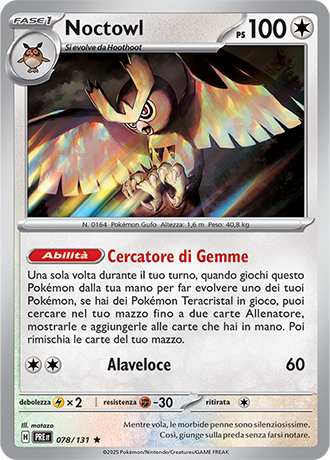 Noctowl 078/131 Reverse Holo Masterball - ITA - Near Mint - Scarlatto e Violetto - Evoluzioni Prismatiche - Carta Pokemon