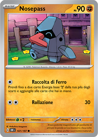 Nosepass 107/197 - ITA - Near Mint - Scarlatto e Violetto - Ossidiana Infuocata - Carta Pokemon