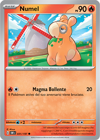 Numel 031/197 - ITA - Near Mint - Scarlatto e Violetto - Ossidiana Infuocata - Carta Pokemon