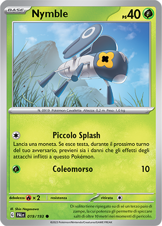 Nymble 019/193 Reverse Holo - ITA - Near Mint - Scarlatto e Violetto - Evoluzioni a Paldea - Carta Pokemon