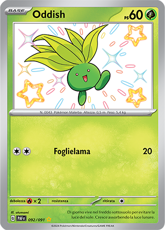 Oddish Shiny 092/091 - ITA - Near Mint - Scarlatto e Violetto - Destino di Paldea - Carta Pokemon